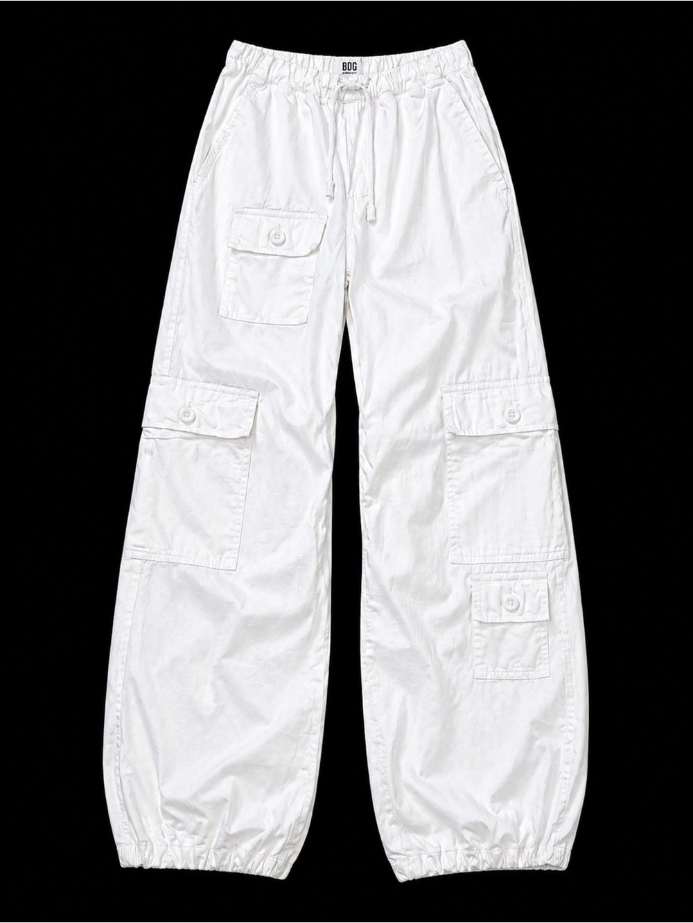White Cargo Jogger Pants with Multiple Pockets